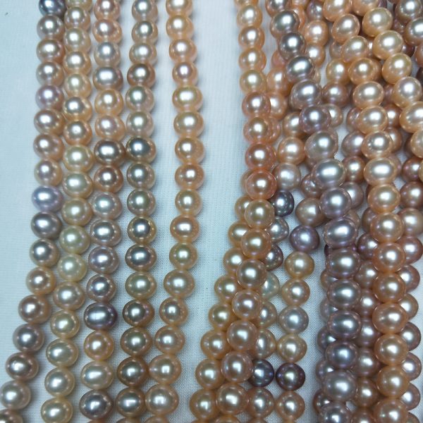 7mm natural colored freshwater potato round pearl loose strands - Image 3