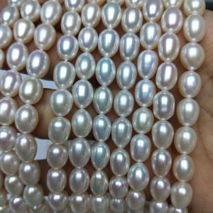 rice shape pearls white