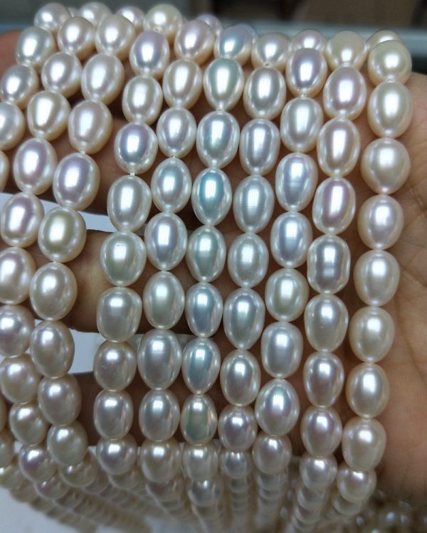 rice shape pearls white