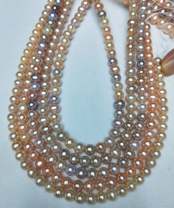 7mm natural colored freshwater potato round pearl loose strands - Image 5