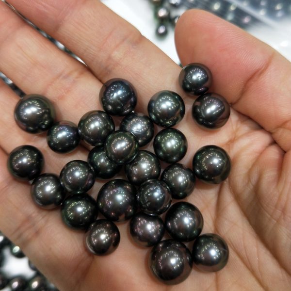 wholesale 9mm black round southsea seawater cultured tahitian pearl loose beads - Image 3