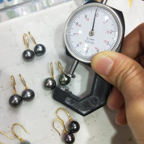 new arrivals 9mm black round tahitian pearl drop earrings with gold plated sterling siver - Image 3