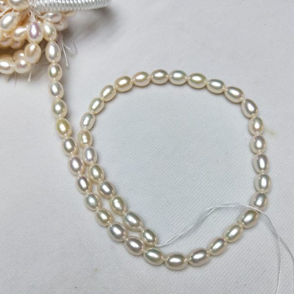 very high luster 7mm rice shaped freshwater cultured pearl loose strands for Triple Strand necklace - Image 5