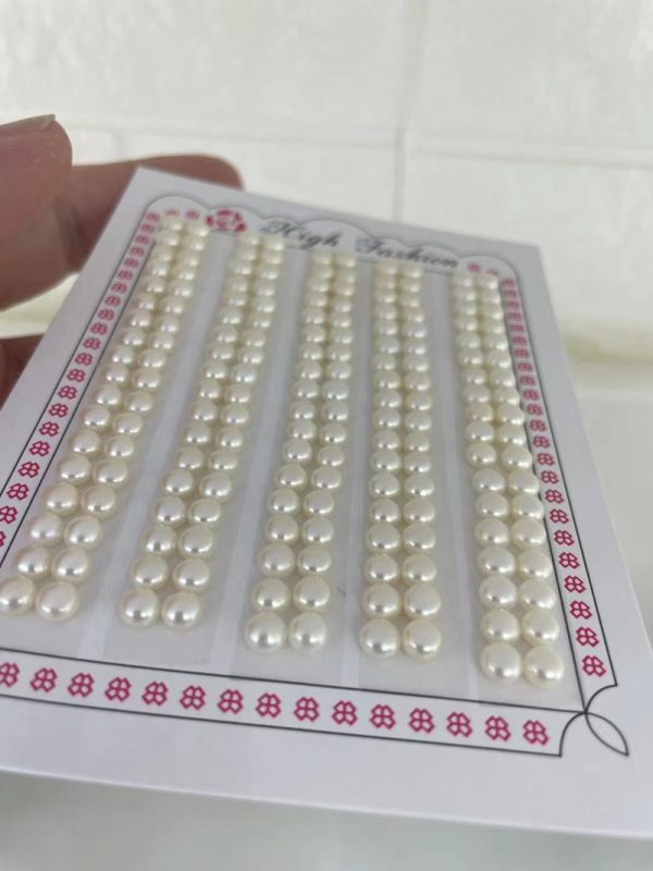 4.5-5mm freshwater cultured pearl beads for wholesale 90 pairs per card price per pair - Image 2