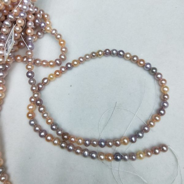 5-6mm potato round shaped multicolor Natural freshwater cultured pearl strands 16 inch - Image 2