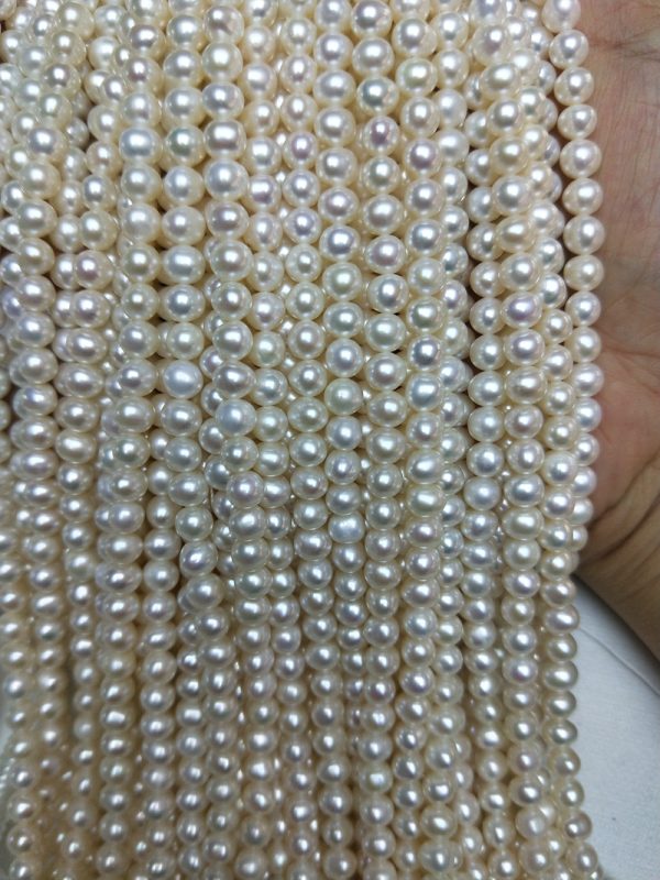 5-6mm small cultured white pearl strands Knotted Gemstone Necklaces for bridal jewelry - Image 3