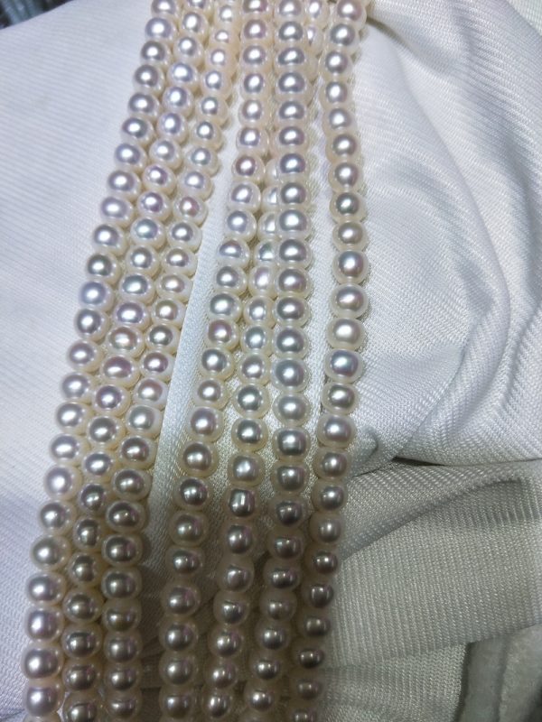 7mm button shape freshwater cultured pearl strands 16 inch loose strands - Image 2