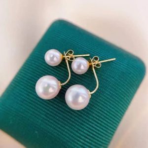 double freshwater white pearl earring