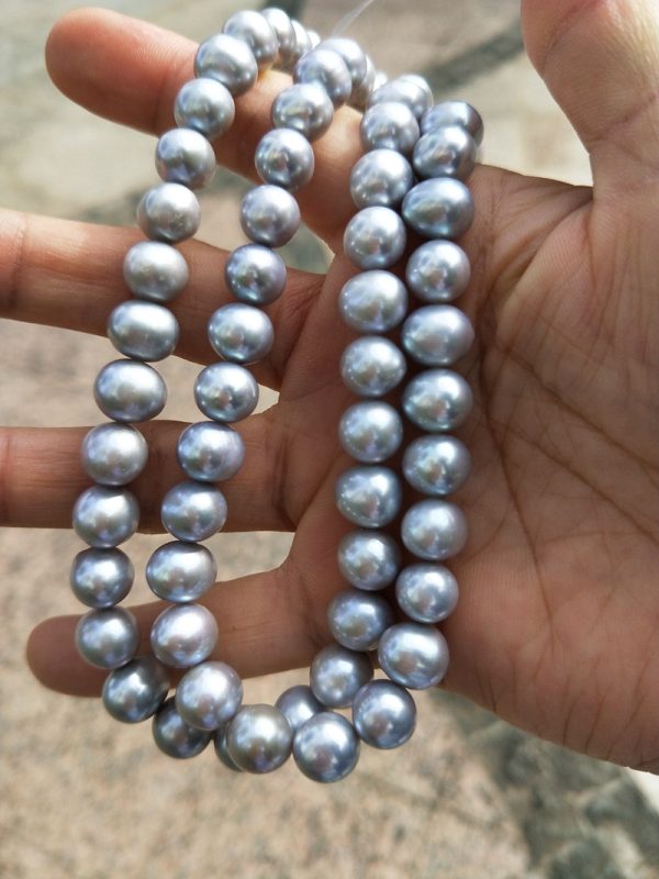 8mm dyed grey freshwater cultured pearl strings 16 inch - Image 4