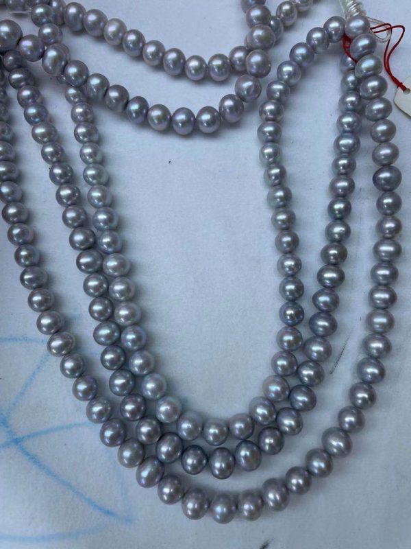 8mm dyed grey freshwater cultured pearl strings 16 inch - Image 3