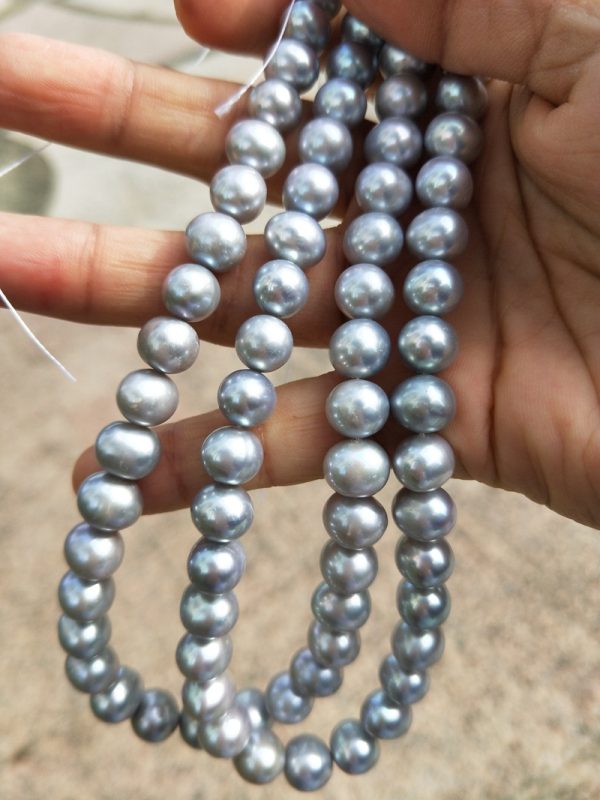 8mm dyed grey freshwater cultured pearl strings 16 inch - Image 5