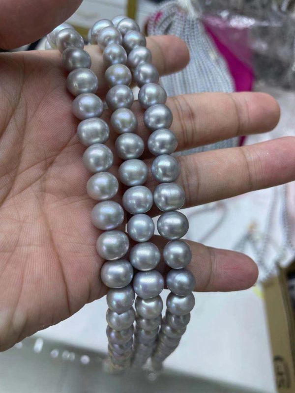 grey cultured pearl strands