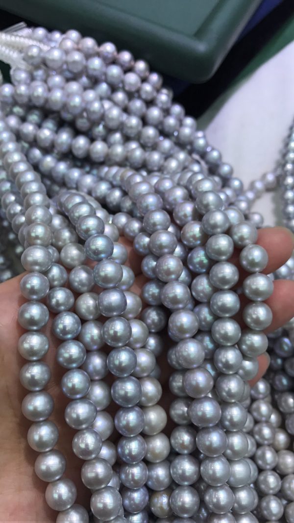8mm dyed grey freshwater cultured pearl strings 16 inch