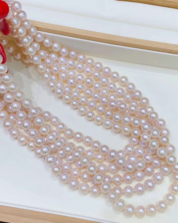 sterling silver 8 MM White Freshwater Pearl Necklace - Image 2