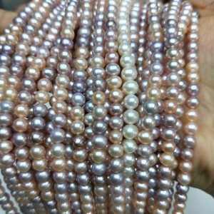 Multicolor Oval Freshwater Pearl Strand Necklace