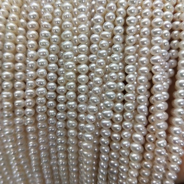 loose white 4mm potato round cultured freshwater pearl strings for wholesale - Image 5