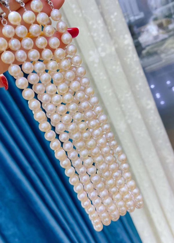 sterling silver 8 MM White Freshwater Pearl Necklace - Image 4