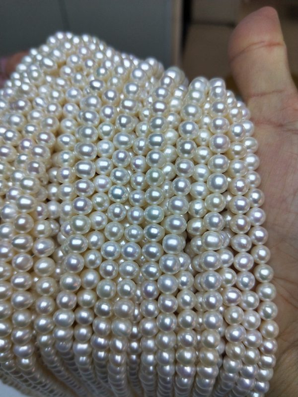 5-6mm small cultured white pearl strands Knotted Gemstone Necklaces for bridal jewelry - Image 5