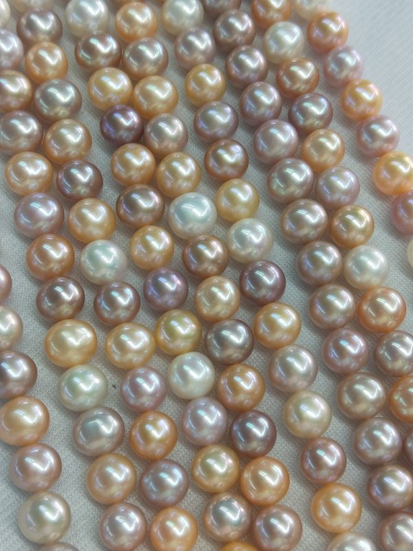 9-10mm multicolor off round china freshwater cultured loose pearl strands 15 inch - Image 2