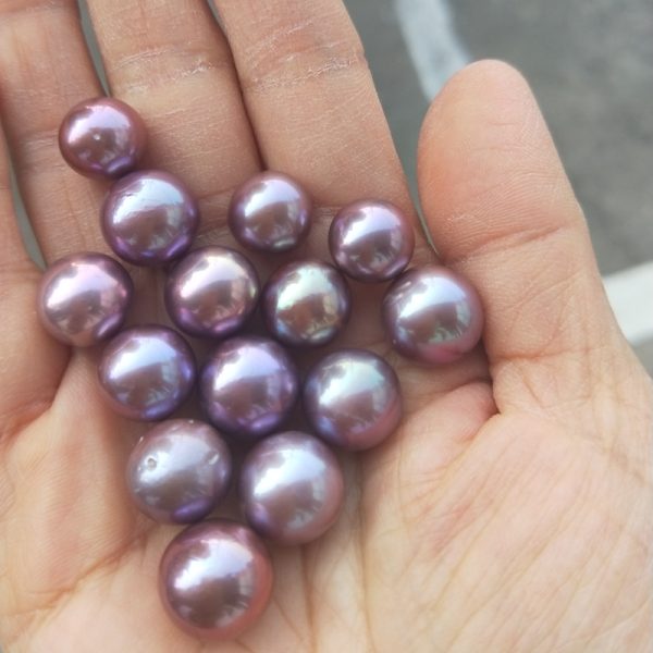 beautiful purple round edison loose pearl beads 10mm - Image 2