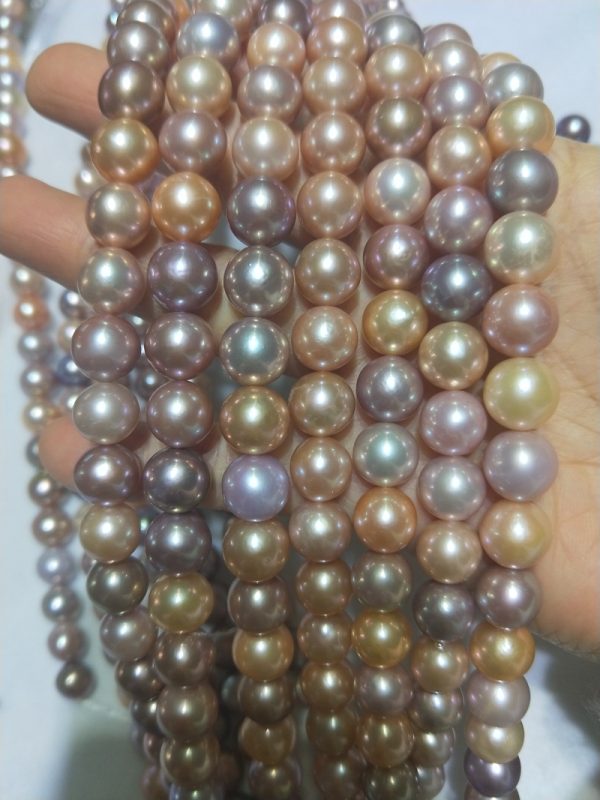 9mm good round shaped nucleated freshwater edison pearl strands