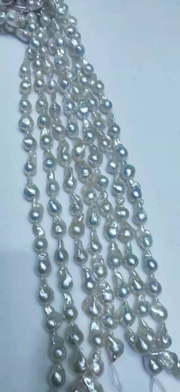 natural white very high luster 12-13mm irregular baroque loose pearl strands 16 inch for designer - Image 2