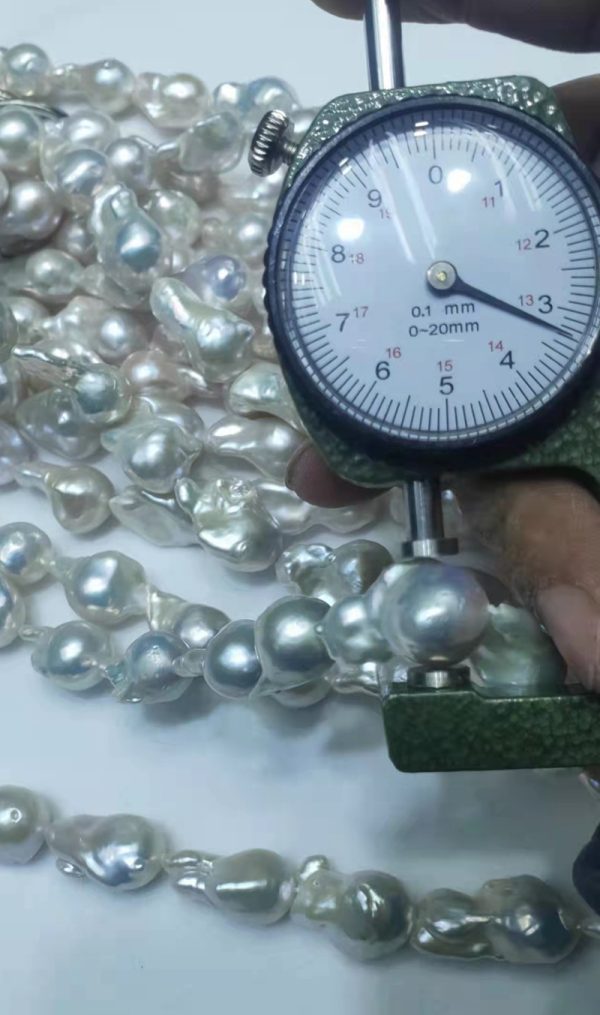 natural white very high luster 12-13mm irregular baroque loose pearl strands 16 inch for designer - Image 3