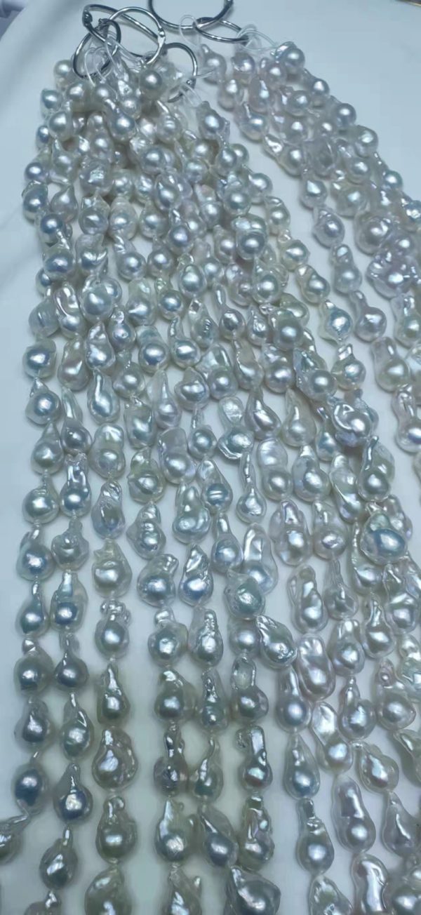 natural white very high luster 12-13mm irregular baroque loose pearl strands 16 inch for designer - Image 4
