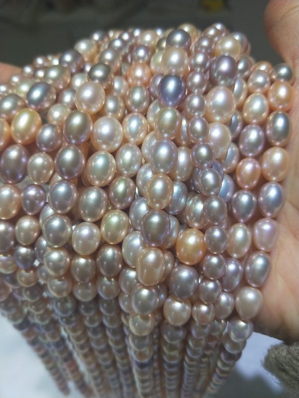 multicolor rice shaped freshwater loose pearl strands 5-8mm 15 inch - Image 3