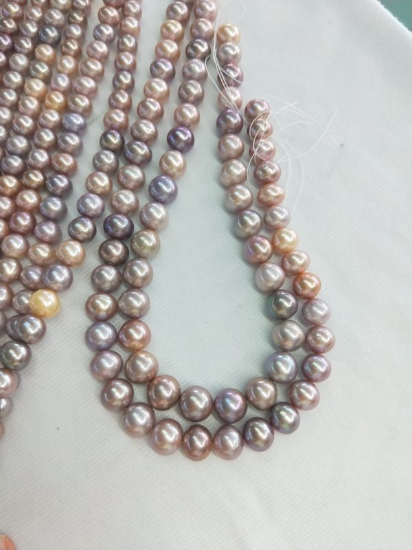 11-13mm large size edison freshwater pearl strands pink and purple color mixed