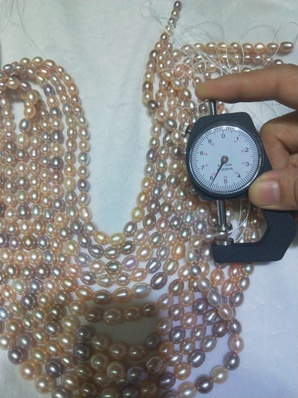 multicolor rice shaped freshwater loose pearl strands 5-8mm 15 inch - Image 4