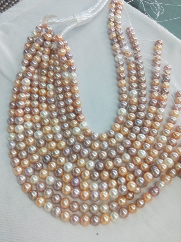 9-10mm multicolor off round china freshwater cultured loose pearl strands 15 inch