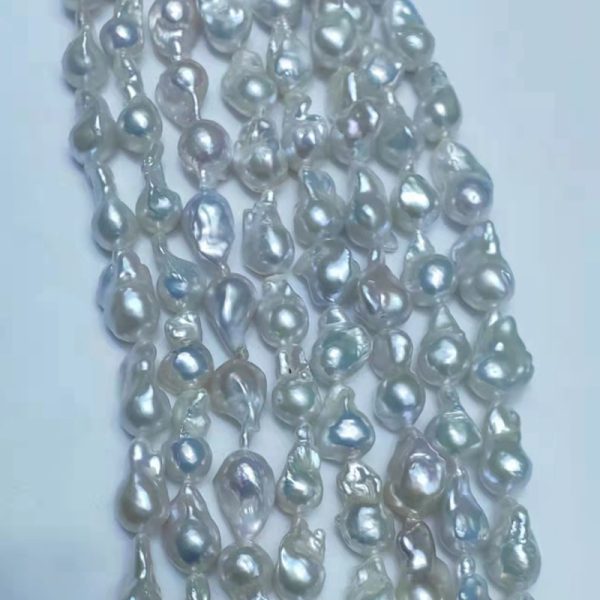 natural white very high luster 12-13mm irregular baroque loose pearl strands 16 inch for designer