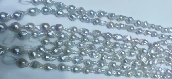 natural white very high luster 12-13mm irregular baroque loose pearl strands 16 inch for designer - Image 5