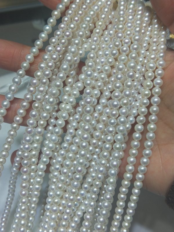tiny freshwater round pearl strands 3mm 15 inch natural white - Image 3