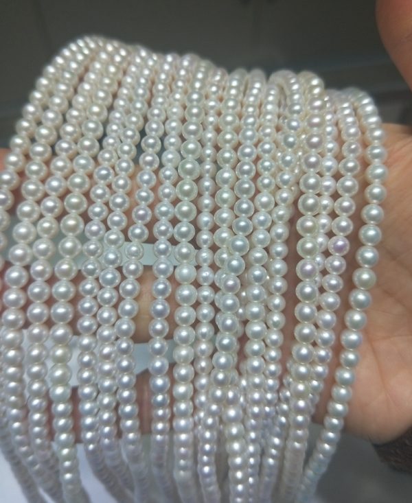 tiny freshwater round pearl strands 3mm 15 inch natural white