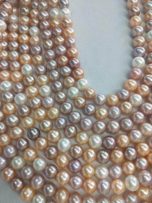 9-10mm multicolor off round china freshwater cultured loose pearl strands 15 inch - Image 5