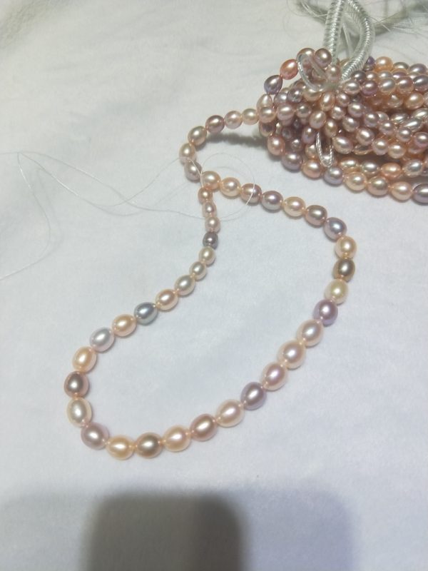 multicolor rice shaped freshwater loose pearl strands 5-8mm 15 inch - Image 6