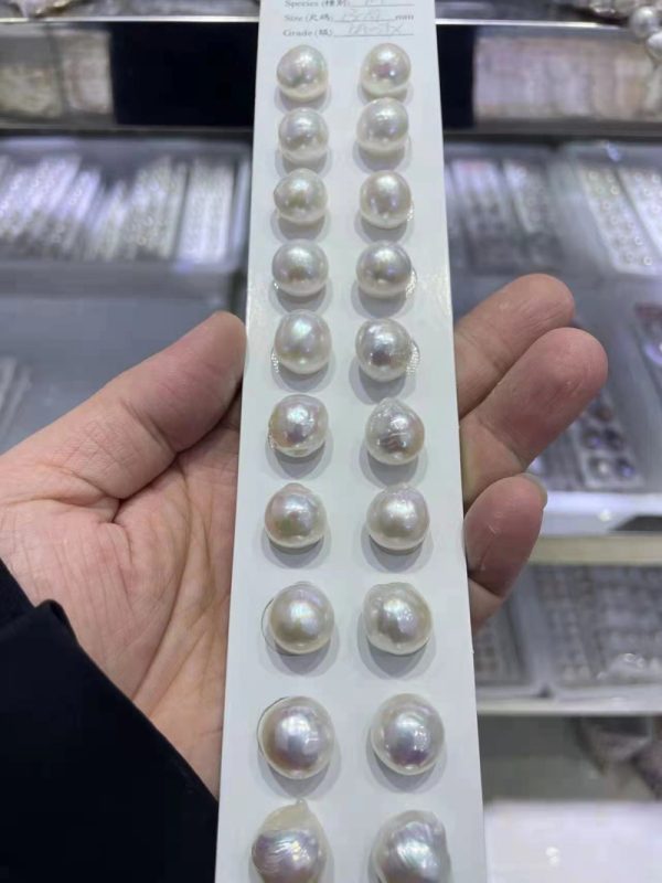 natural white large edison wrinkle loose pearl pairs for wholesale 13-15mm ,sell per pair - Image 3