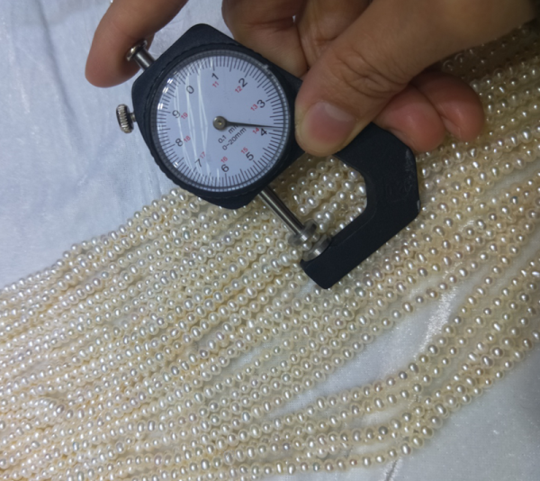 Natural white Genuine Cultured Pearl 3-4mm potato round Freshwater Pearl Beaded strands for Jeweler - Image 2