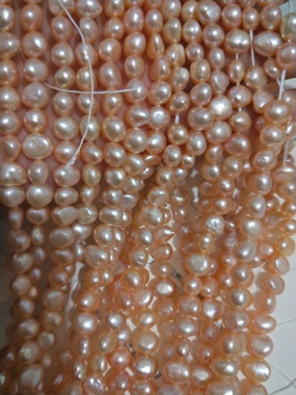 wholesale natural pink baroque nugget pearl beaded strands 5-6mm - Image 3