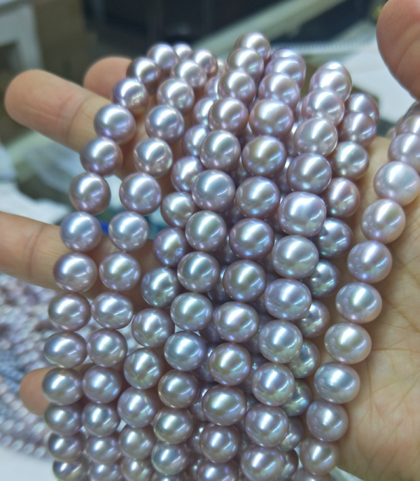 cultured freshwater purple round pearl necklace strands 39 cm for wholesale