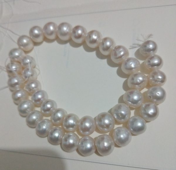 11-12mm white Hand Made Necklace cultured Genuine Freshwater Pearl 39cm loose strands - Image 5