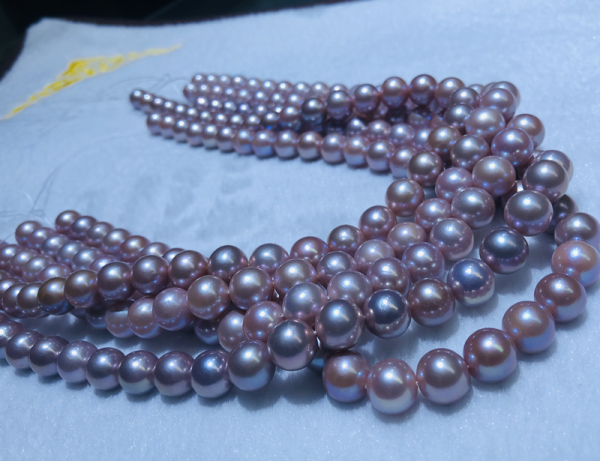 9-11mm Excellent Quality purple round edison freshwater cultured pearls 39cm