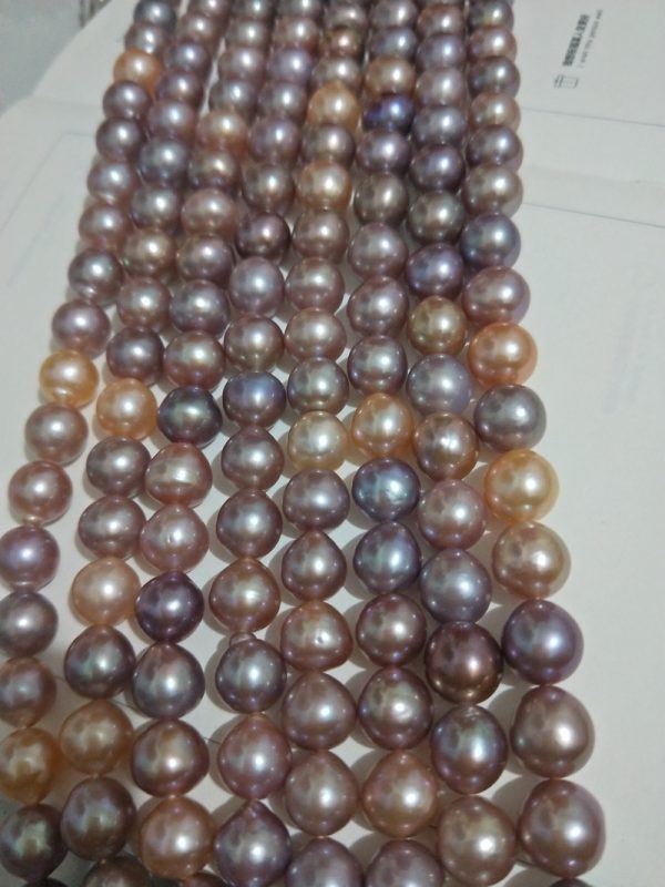 hand-crafted material natural pink and purple mixed drop shaped edison nucleated freshwater pearl strands 16 inch - Image 3