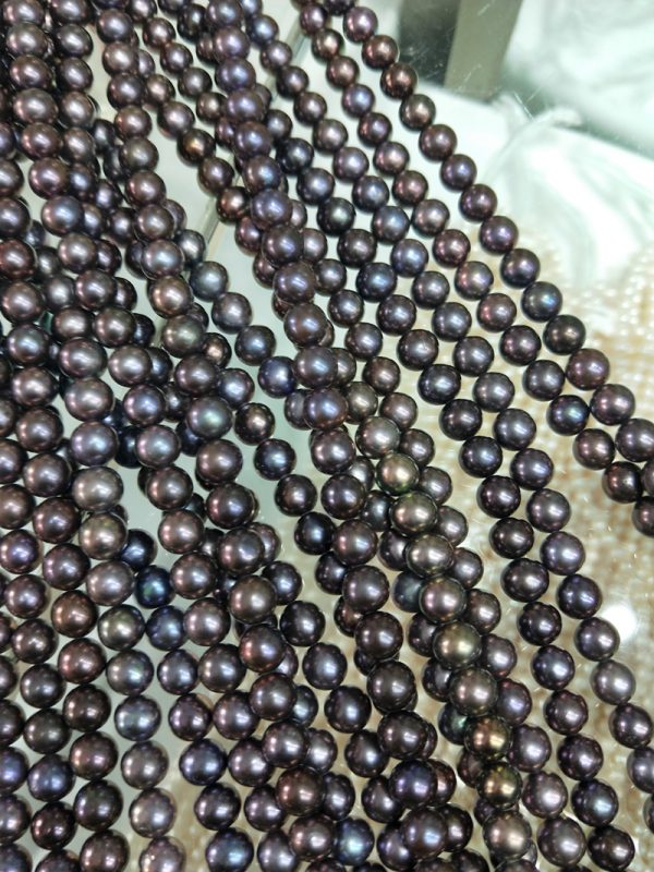 Dyed Black Cultured off Round Freshwater Loose Pearl strands 16 inch for Jewelry Making - Image 5
