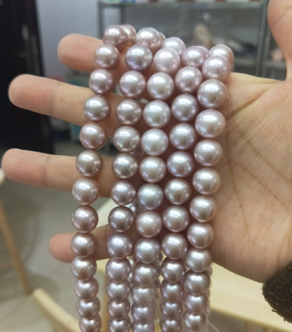 9-11mm Excellent Quality purple round edison freshwater cultured pearls 39cm - Image 5