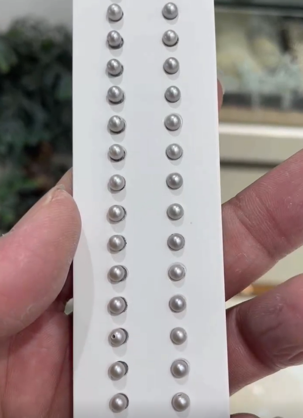 3.5-3.75mm grey round freshwater pearl beads sell per pairs, 20 pairs per card sell per card - Image 3