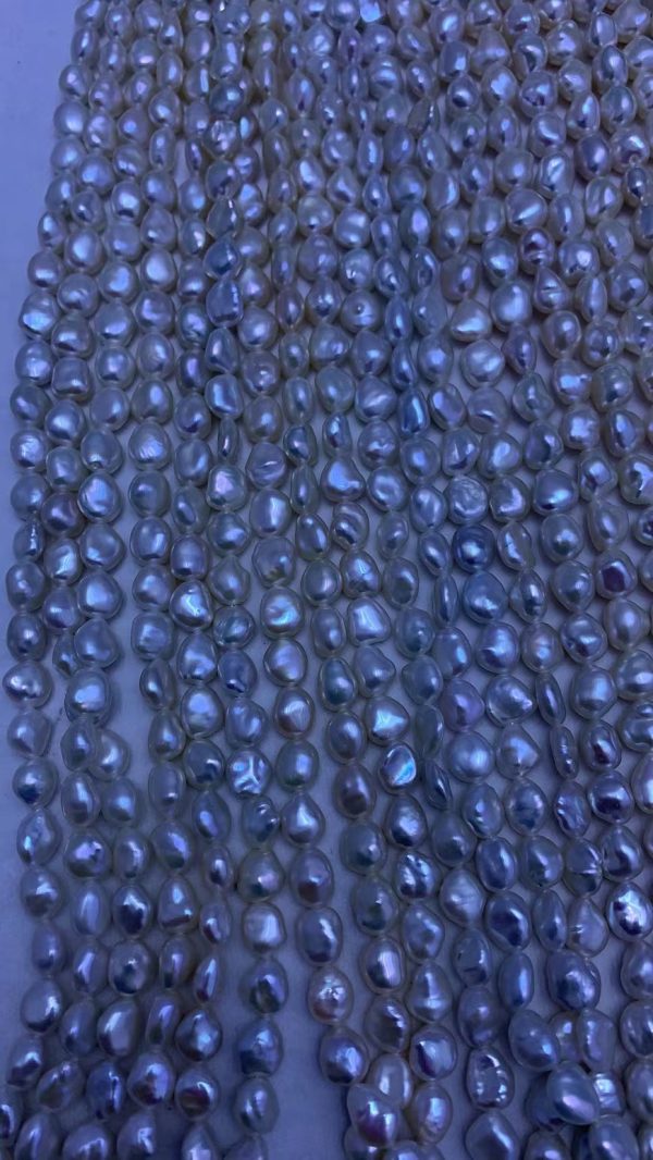9-11mm natural white high luster keshi pearl beaded strands freshwater pearls 39cm - Image 3