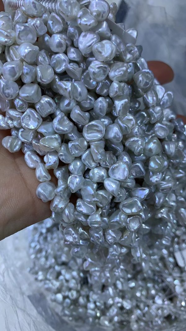 Semi-finished Stone freshwater white thick keshi pearl beaded strands Flower Shape Real Natural Keshi Pearl Beads Strands - Image 6